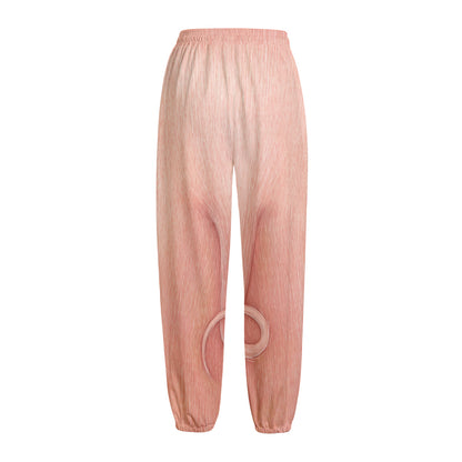 Pink Pig Tail Print Fleece Lined Knit Pants