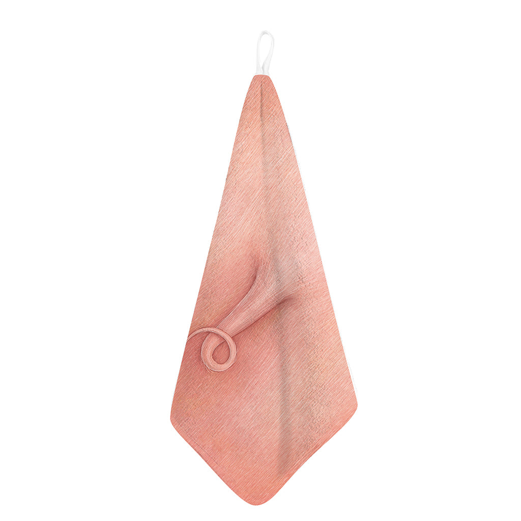 Pink Pig Tail Print Hand Towel
