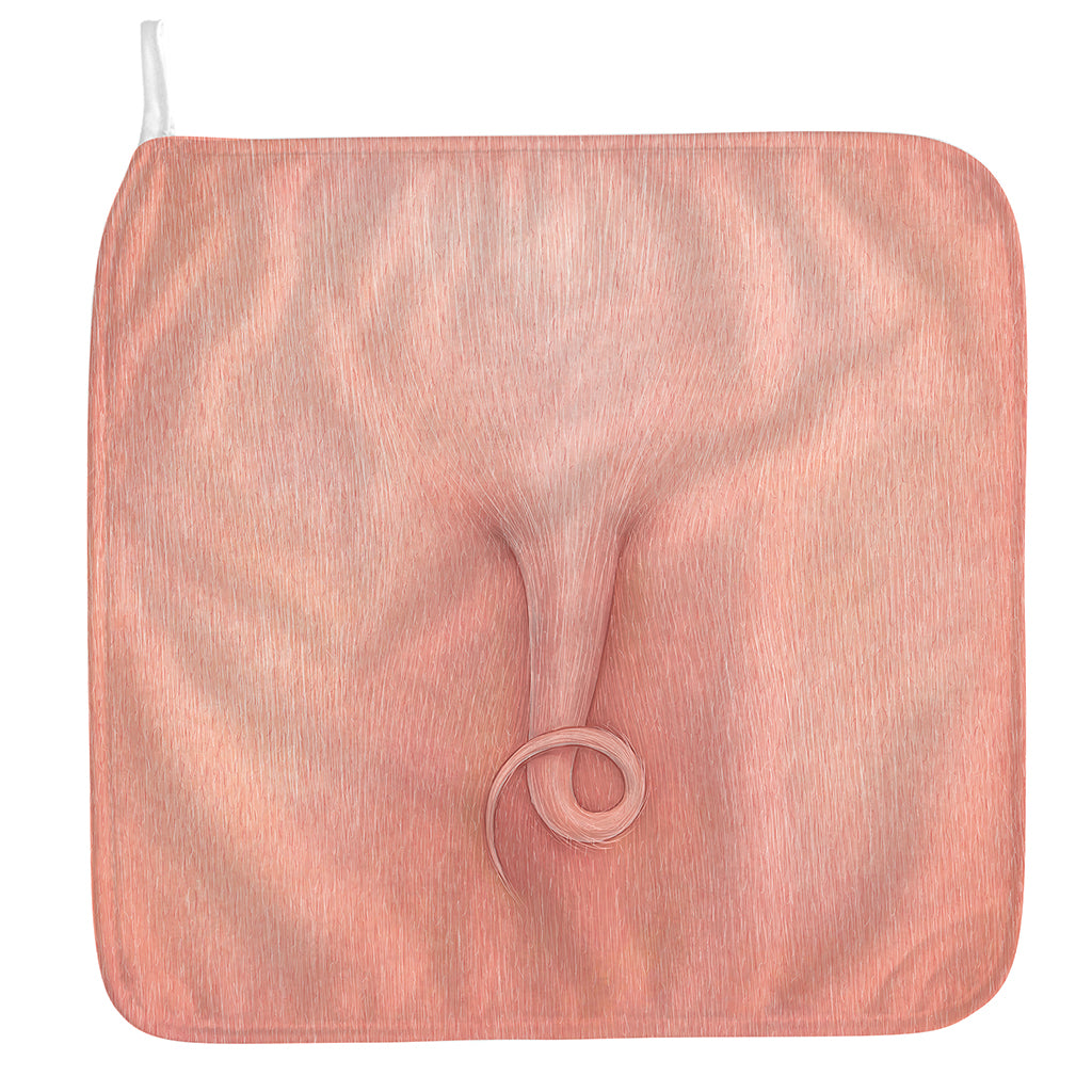 Pink Pig Tail Print Hand Towel