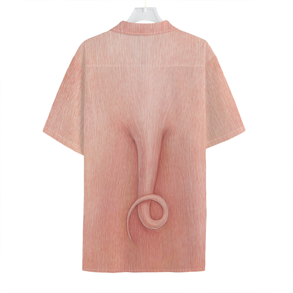 Pink Pig Tail Print Hawaiian Shirt