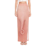 Pink Pig Tail Print High Slit Maxi Skirt