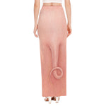 Pink Pig Tail Print High Slit Maxi Skirt