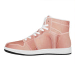 Pink Pig Tail Print High Top Leather Sneakers