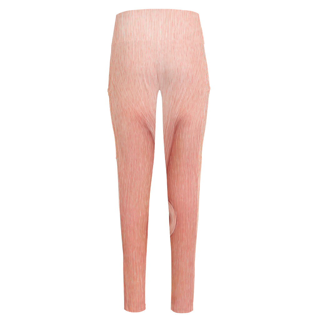 Pink Pig Tail Print High-Waisted Pocket Leggings