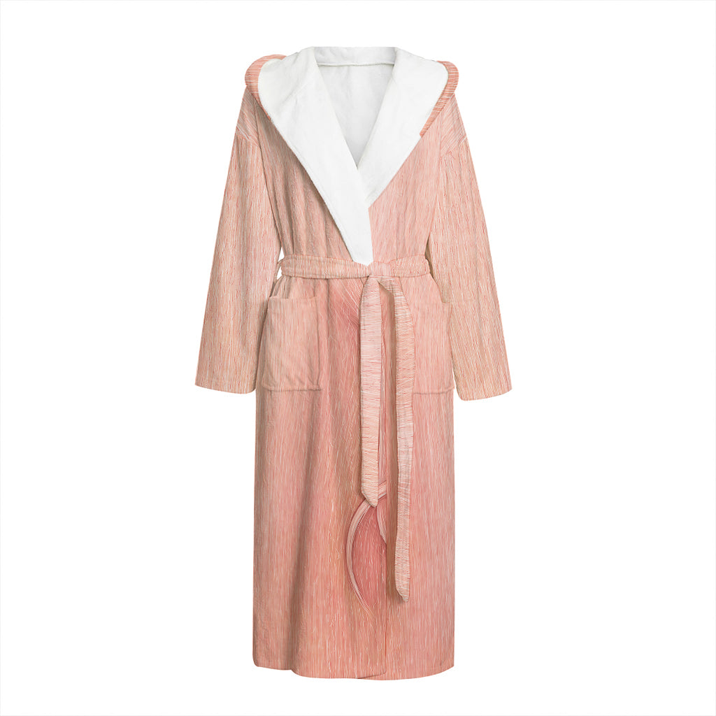 Pink Pig Tail Print Hooded Bathrobe