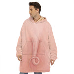 Pink Pig Tail Print Hoodie Blanket