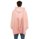 Pink Pig Tail Print Hoodie Blanket