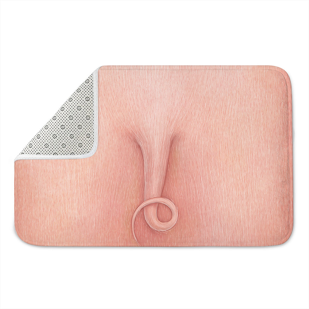 Pink Pig Tail Print Indoor Door Mat