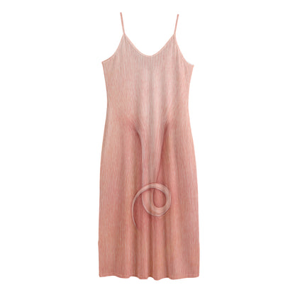 Pink Pig Tail Print Jersey Midi Cami Dress