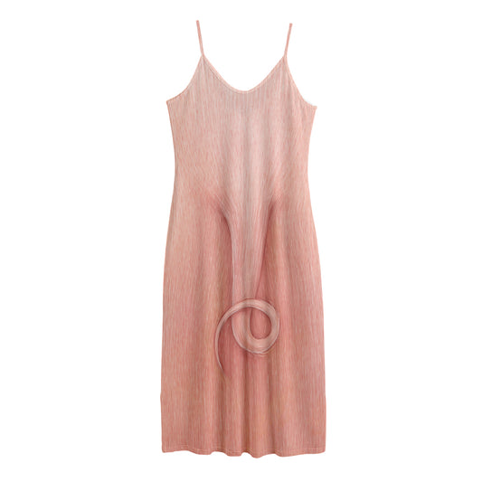 Pink Pig Tail Print Jersey Midi Cami Dress