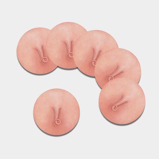 Pink Pig Tail Print Leather Coaster Set