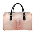 Pink Pig Tail Print Leather Duffel Bag
