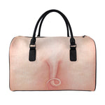 Pink Pig Tail Print Leather Duffle Bag