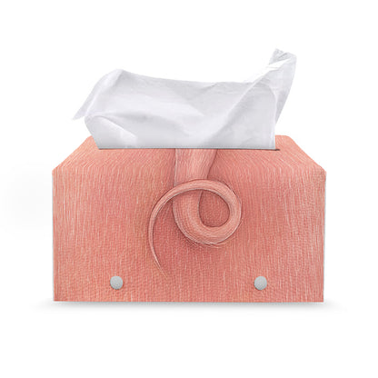 Pink Pig Tail Print Leather Tissue Box Cover
