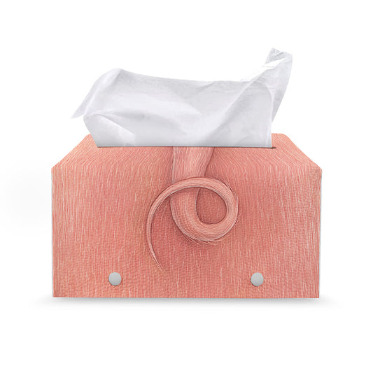 Pink Pig Tail Print Leather Tissue Box Cover