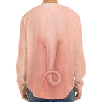 Pink Pig Tail Print Long Sleeve Baseball Jersey