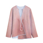 Pink Pig Tail Print Long Sleeve Short Coat