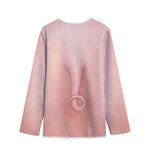 Pink Pig Tail Print Long Sleeve Short Coat