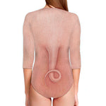 Pink Pig Tail Print Long Sleeve Swimsuit