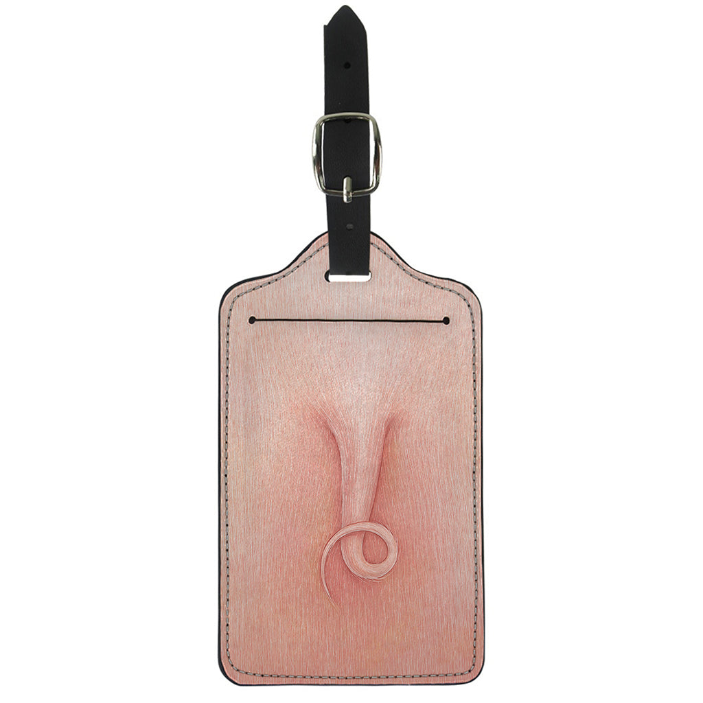 Pink Pig Tail Print Luggage Tag