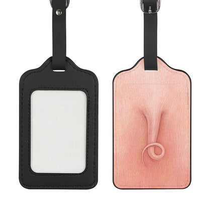 Pink Pig Tail Print Luggage Tag