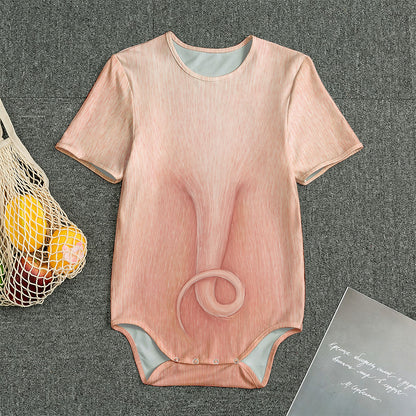 Pink Pig Tail Print Men's Bodysuit
