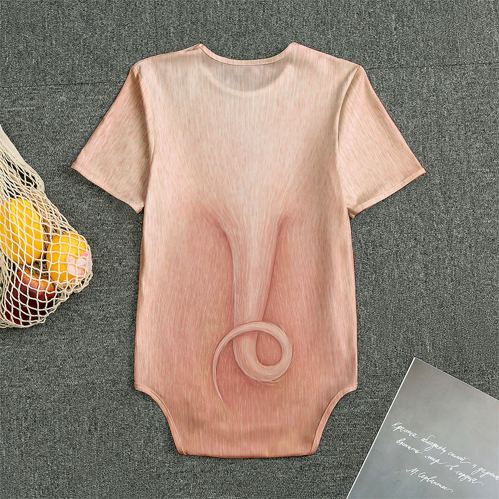 Pink Pig Tail Print Men's Bodysuit