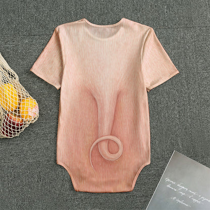 Pink Pig Tail Print Men's Bodysuit