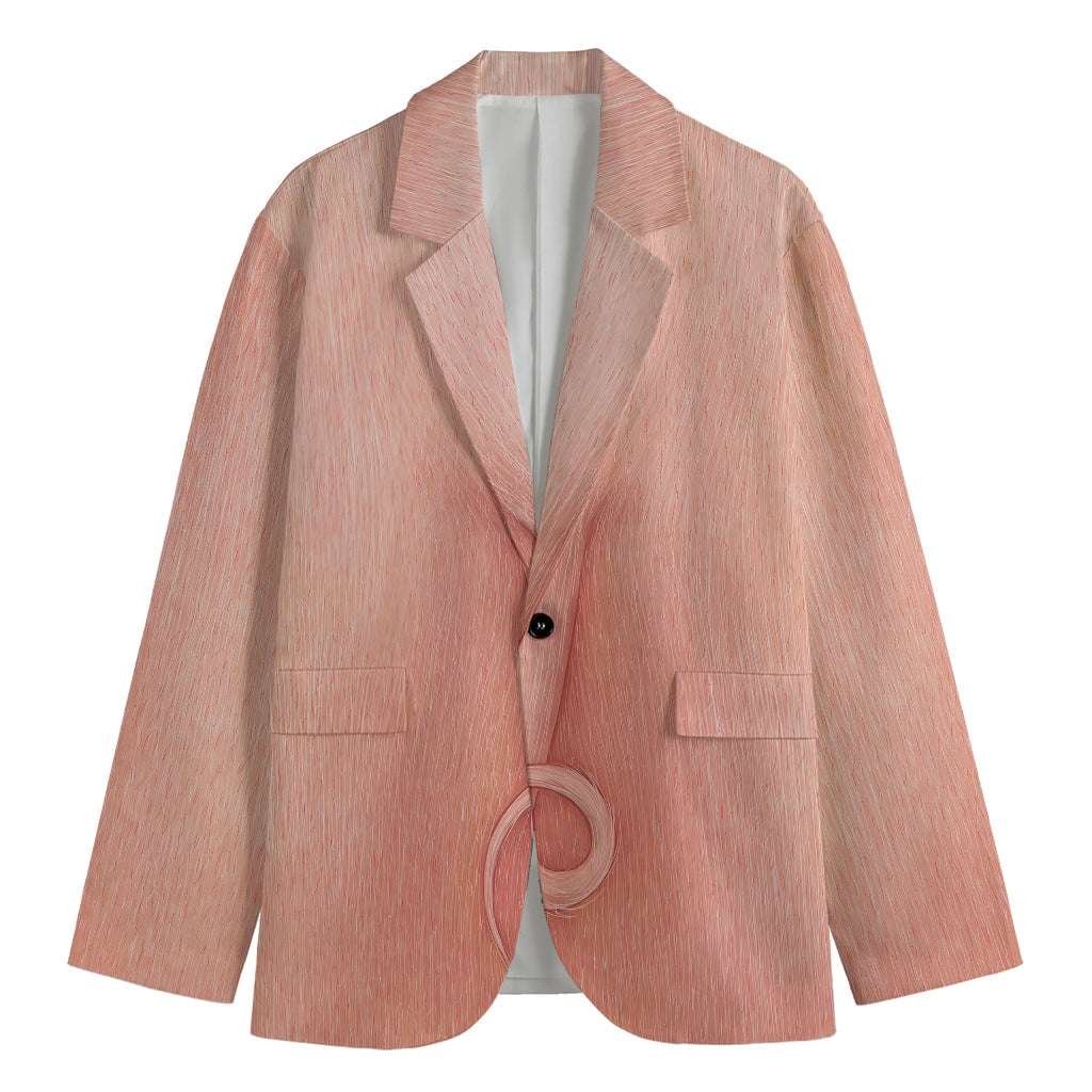 Pink Pig Tail Print Men's Cotton Blazer