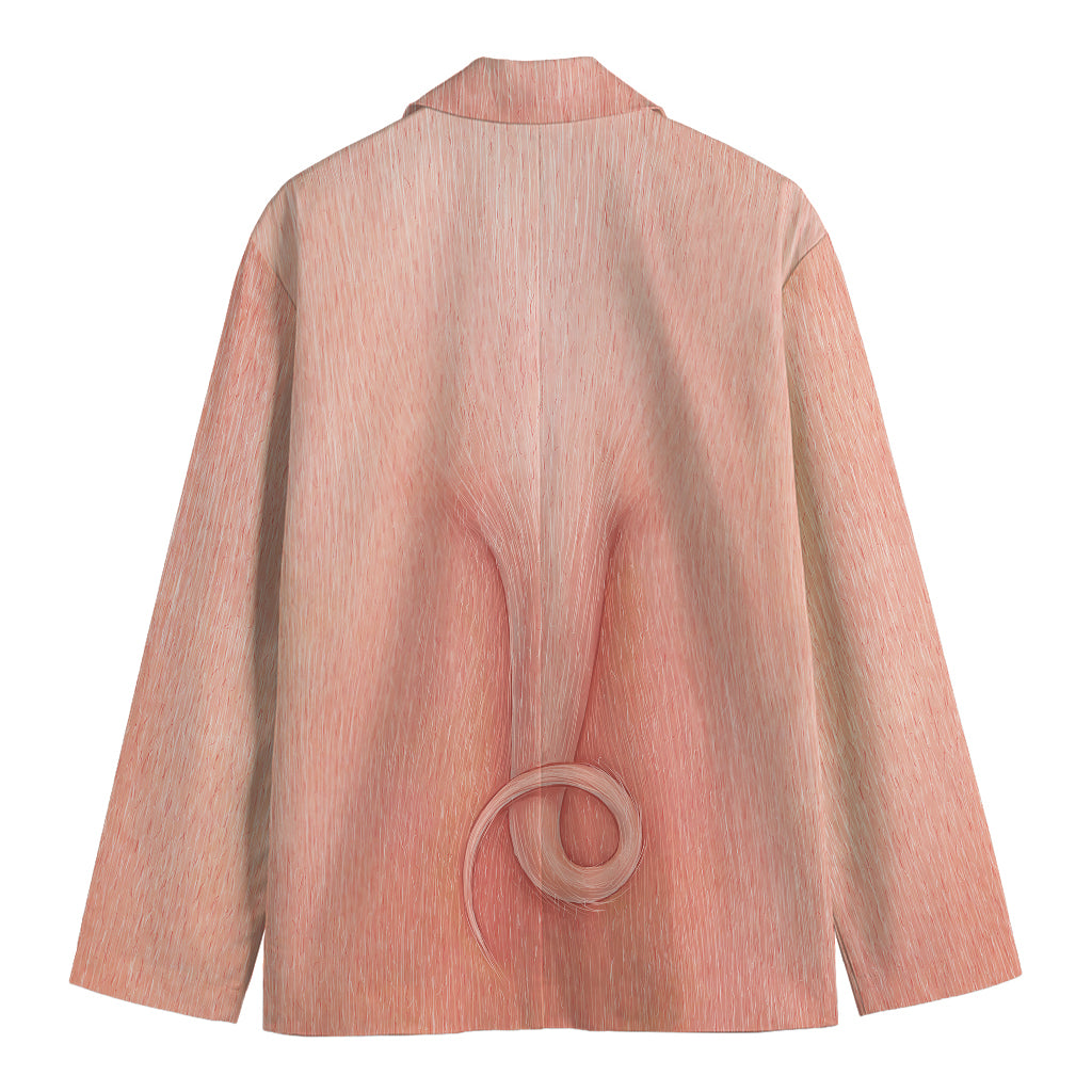 Pink Pig Tail Print Men's Cotton Blazer