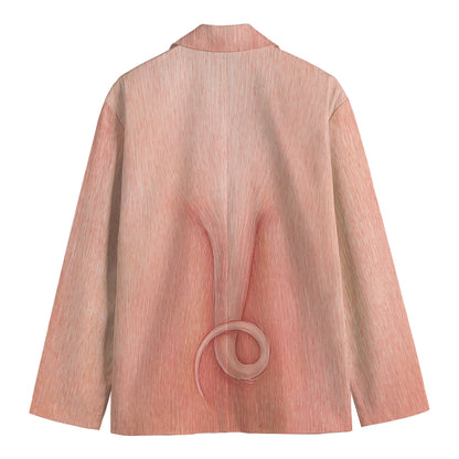 Pink Pig Tail Print Men's Cotton Blazer