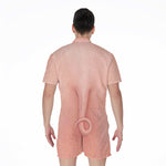 Pink Pig Tail Print Men's Rompers