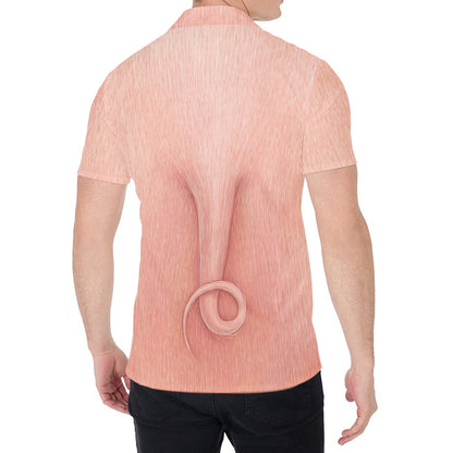 Pink Pig Tail Print Men's Shirt