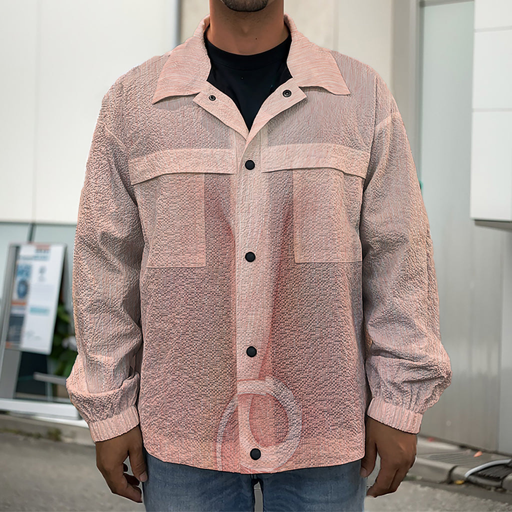 Pink Pig Tail Print Men's Shirt Jacket
