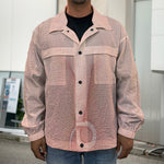 Pink Pig Tail Print Men's Shirt Jacket