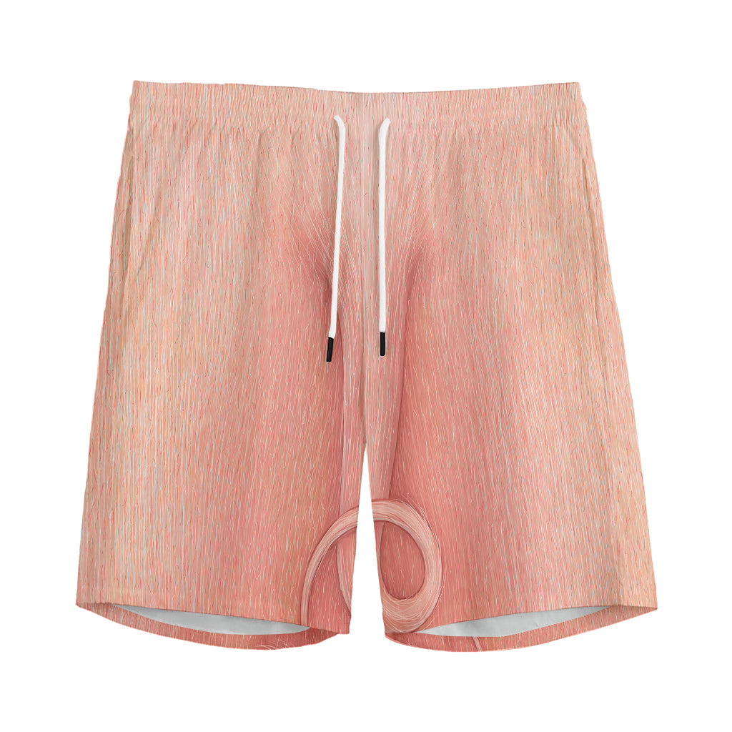 Pink Pig Tail Print Men's Sports Shorts