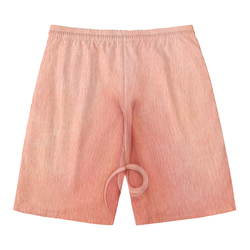 Pink Pig Tail Print Men's Swim Trunks