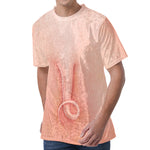 Pink Pig Tail Print Men's Velvet T-Shirt