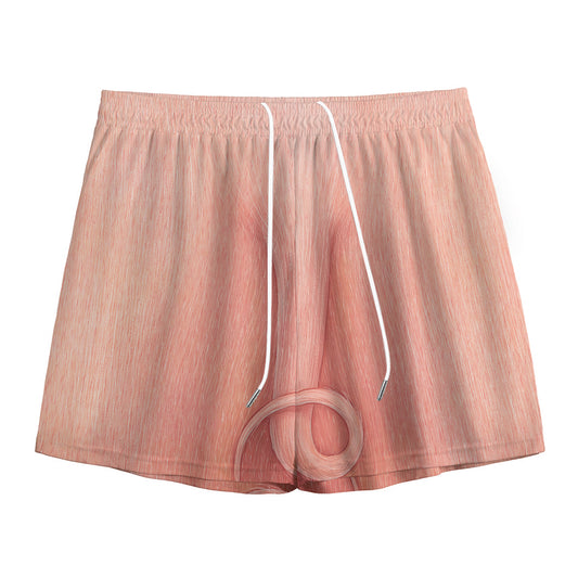 Pink Pig Tail Print Mesh Shorts