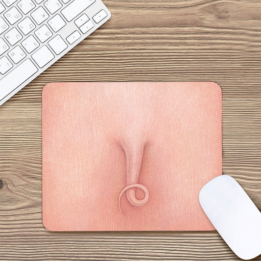 Pink Pig Tail Print Mouse Pad