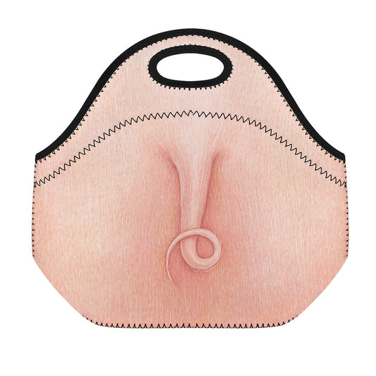 Pink Pig Tail Print Neoprene Lunch Bag