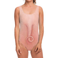 Pink Pig Tail Print One Piece Swimsuit
