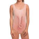 Pink Pig Tail Print One Piece Swimsuit