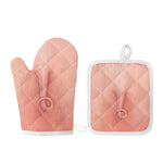 Pink Pig Tail Print Oven Mitt And Pot Holder Set