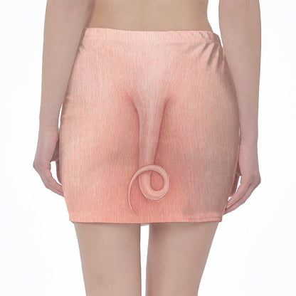 Pink Pig Tail Print Pencil Mini Skirt