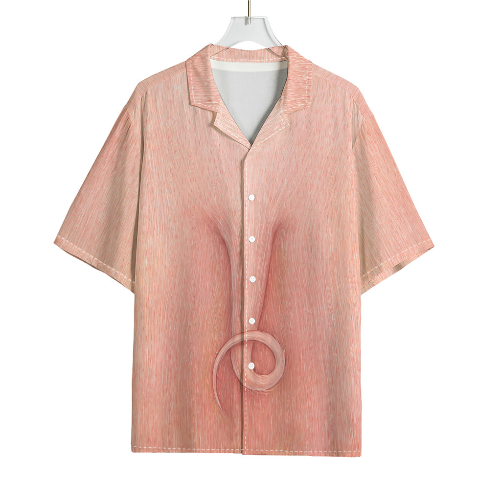 Pink Pig Tail Print Rayon Hawaiian Shirt