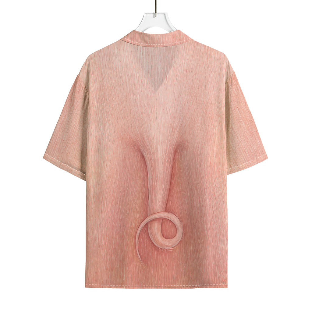 Pink Pig Tail Print Rayon Hawaiian Shirt