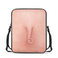Pink Pig Tail Print Rectangular Crossbody Bag