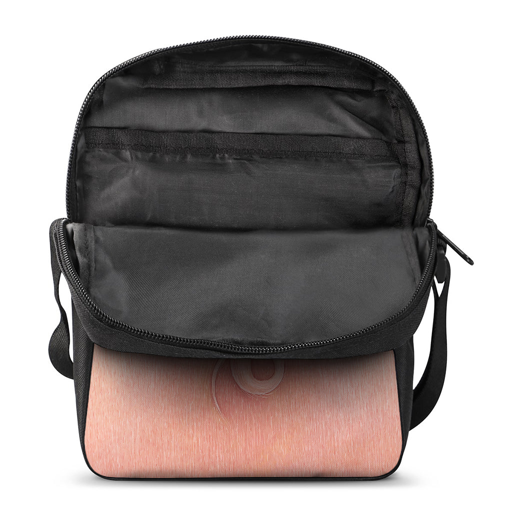 Pink Pig Tail Print Rectangular Crossbody Bag