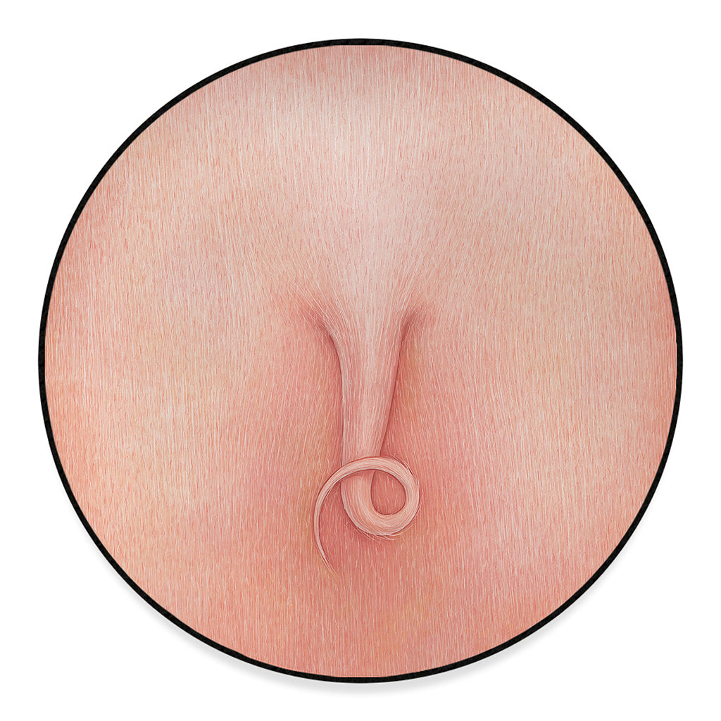 Pink Pig Tail Print Round Floor Mat